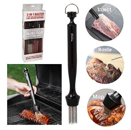 3-in-1 Barbecue Chain-Link Basting Mop, Built-in Injector