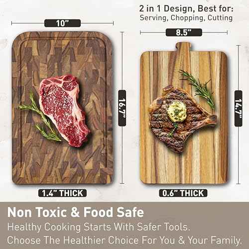 Teak Cutting Board for Kitchen (2 Count)