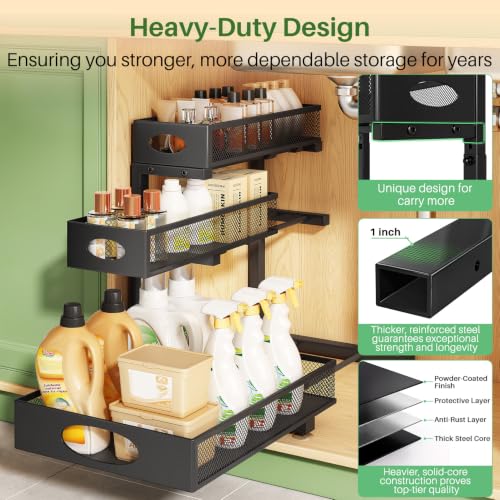 Under Sink Organizer 3 (2-Pack / Black)