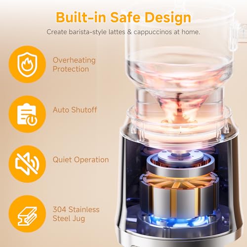6-in-1 Electric Milk Frother and Steamer, Large Capacity Foam Maker