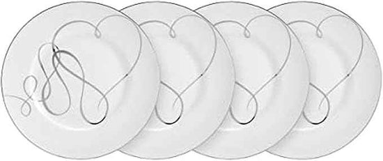 Mikasa Love Story Platinum Banded Salad Plates, Set of 4, 8.5-Inch