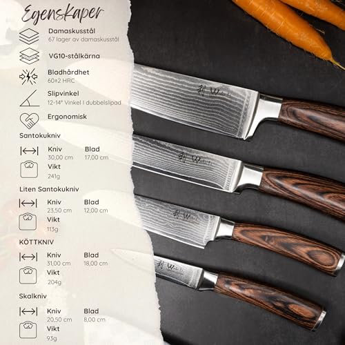 EDIB Acacia Knife Block Set (4 Count)