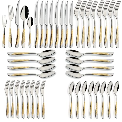 40 Piece Gold Silverware Set Stainless Steel Flatware Set Cutlery Set (20 Count)