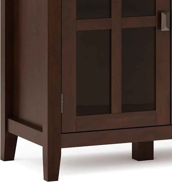 SIMPLIHOME Artisan SOLID WOOD 66 Inch Wide Contemporary Wide 4 Door Storage Cabinet in Russet Brown, For the Living Room, Entryway and Family Room