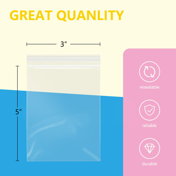 200 Pcs 3" x 5" Small Plastic Bag (200 Count)