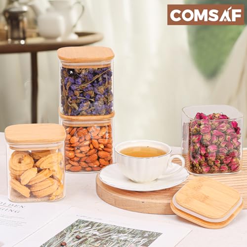 Square Glass Containers with Lids 0.7 Qt (0.7 qt x 4)
