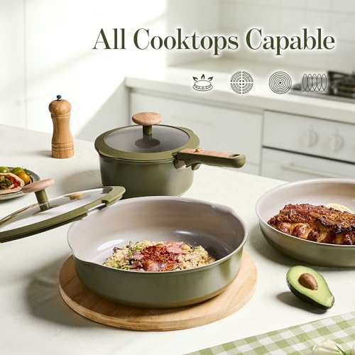 18 Pcs Ceramic Cookware Set Detachable Handle