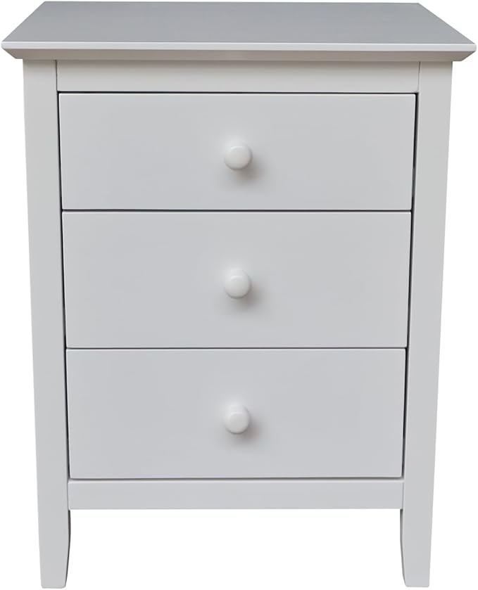 International Concepts Solid Wood Bedroom Nightstand with 3 Drawers in White
