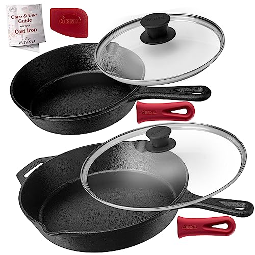 Cast Iron Skillet Set (8"+12")