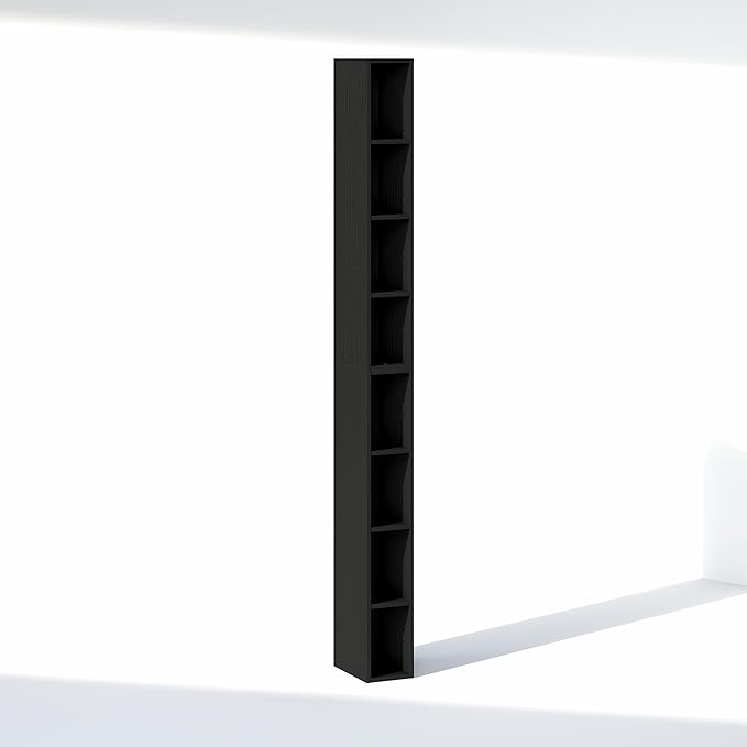 Furinno Fulda 8-Tier Closet Organizers and Storage, Open Shelf, Storage Organizer, 6-Inch Width, for Closet, Bedroom, Blackwood