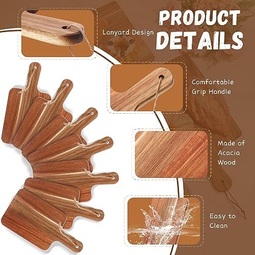 16 Pcs Acacia Wood Cutting Board with Handles Bulk (16 Count)