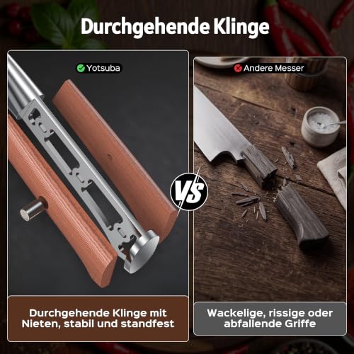 3 PCS Japanese Kitchen Knife Set with Full Tang Rosewood Handle (3 Count)