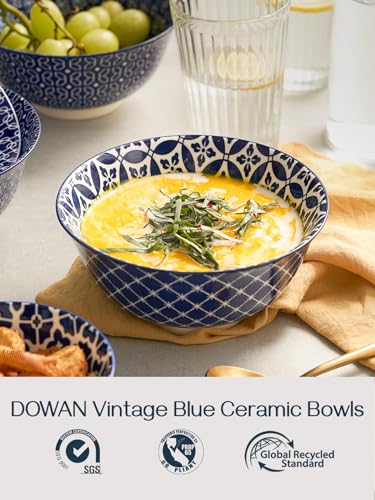 Cereal Bowls Set of 6 (Vintage Blue / 23 OZ)