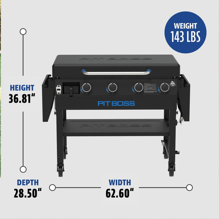 4 Burner Propane Gas Deluxe Fold & Go Portable Griddle Grill with Hard Cover