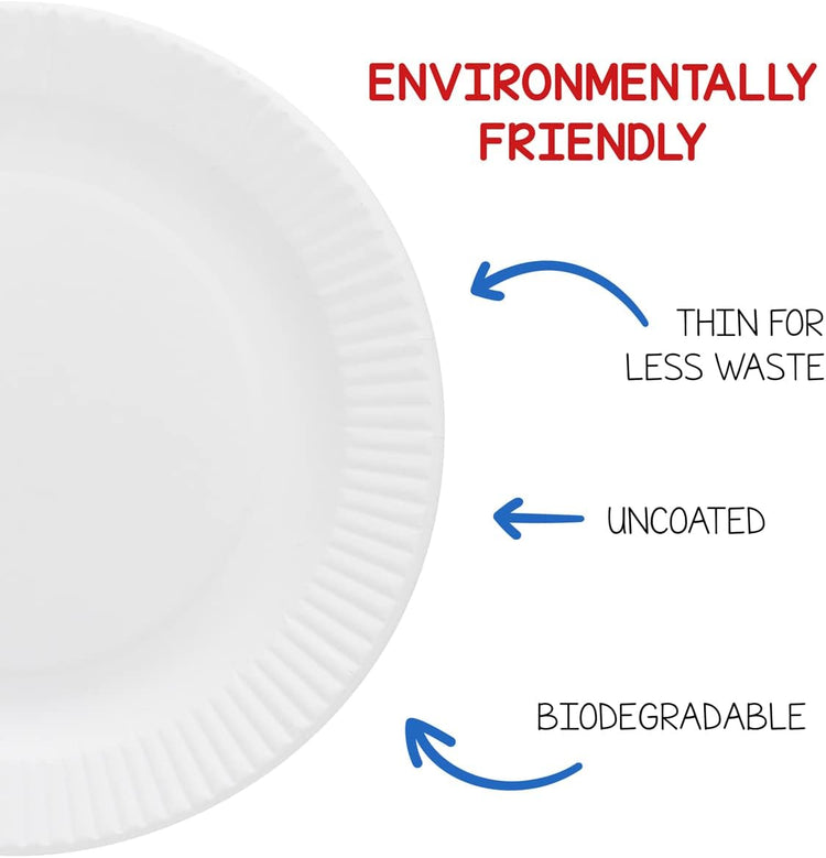 Hygloss Products Paper Plates - Uncoated White Plate - Use for Foodware, Events, Activities, Crafts Projects and More - Environmentally Friendly - Recyclable and Disposable - 6-Inches - 200 Pack