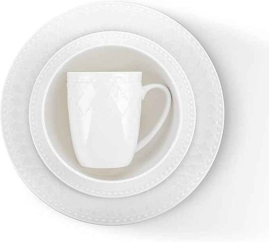 Stone Lain Alexandria 16-Piece Dinnerware Set Bone China, White
