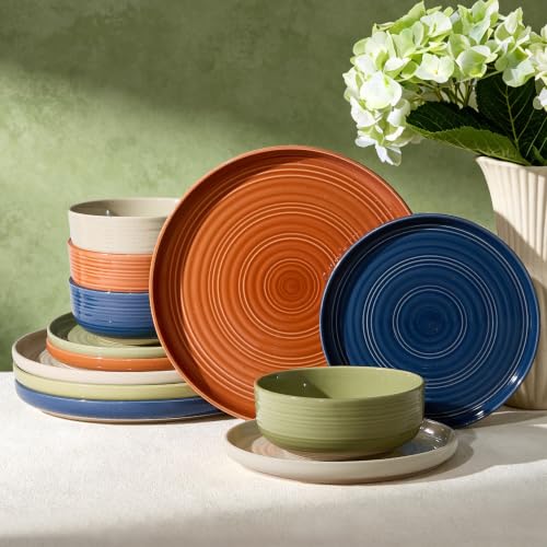 Ceramic Dinnerware Set for 4 (Multicolor (Earthy Tones))