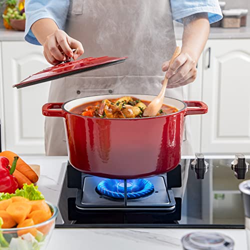 6 QT Enameled Cast Iron Dutch Oven Pot with Lid