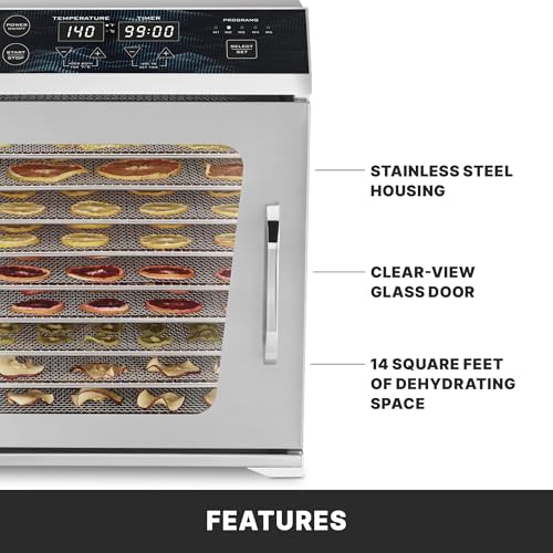 Food Dehydrator with Includes 15" x 13.5" Mesh Racks