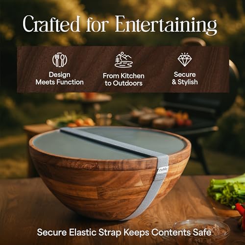 Large Wooden Salad Bowl Set 12.5 Inch with Serving Utensils (Seafoam / 12.5)