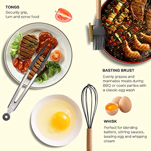 Silicone Cooking Kitchen Utensils Set (17 Count)