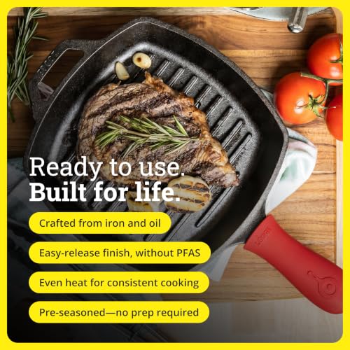 Square Cast Iron Grill Pan (10.5-Inch Grill Pan)