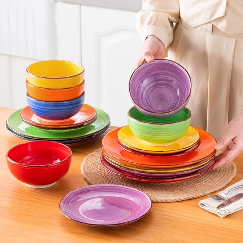 Bonita Dinnerware Set Multicolor Stoneware 18 Pieces Service for 6 (18 Count)