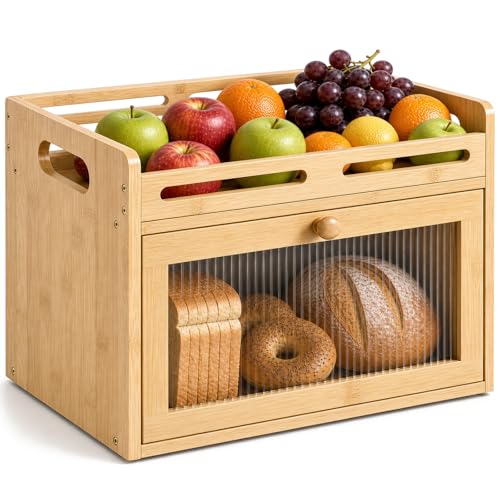 Bread Box for Kitchen Countertop (Bamboo / 1-Tier)