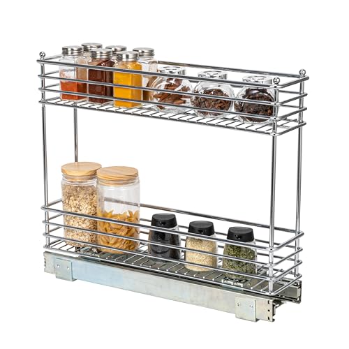 Chrome 2 Tier Sliding Cabinet Organizer (2-Tier / 5" - Extended)