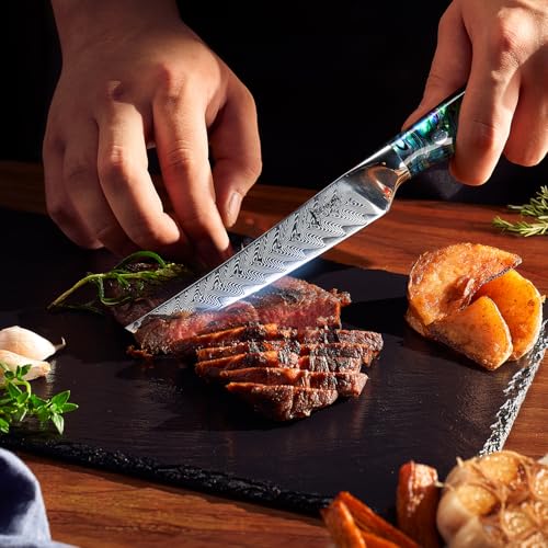 SENKEN 6 Piece Damascus Steak Knife Set (6 Count)