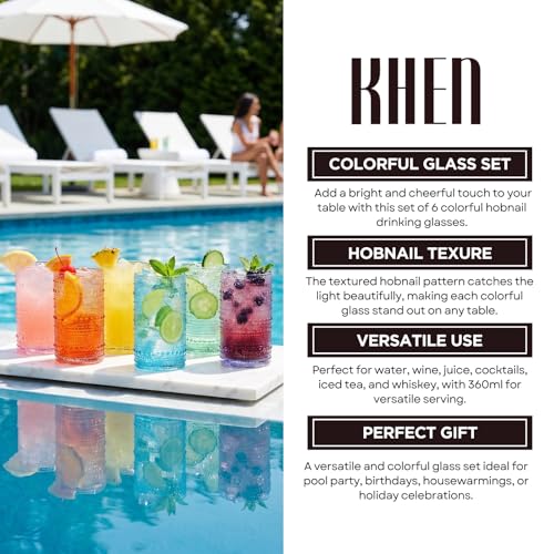 Hobnail Beaded Highball Drinking Tumbler Glasses