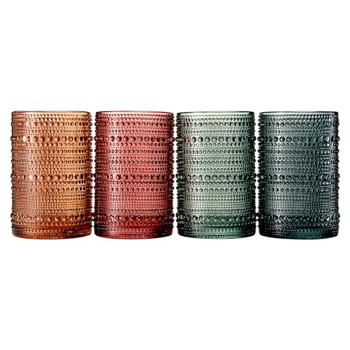 Hobnail Beaded Highball Drinking Tumbler Glasses