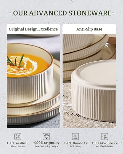 Stoneware Dishes Dinnerware Sets for 6 (18 Count)
