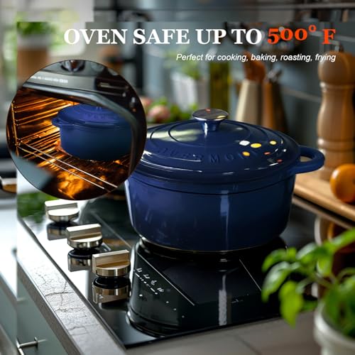 Enameled Cast Iron Dutch Oven (7 Quart / Indigo Blue)