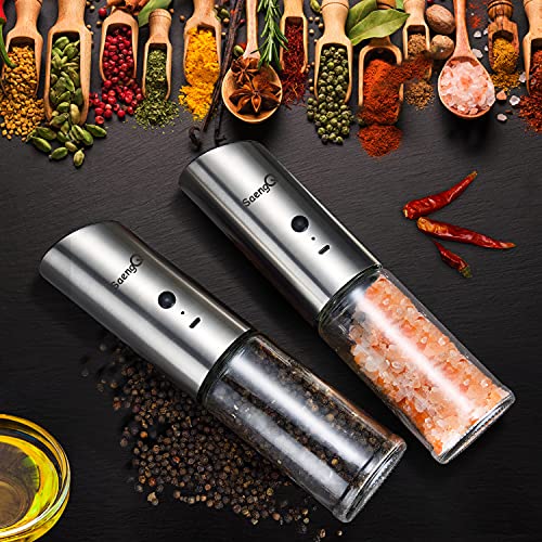 Gravity Electric Salt and Pepper Grinders refillable 1 Pack (1 Rechargeable Salt Pepper Grinder)
