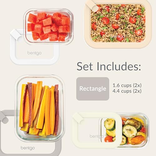 Signature Glass Food Storage Containers with Lids (8-Piece Set (White Stone))