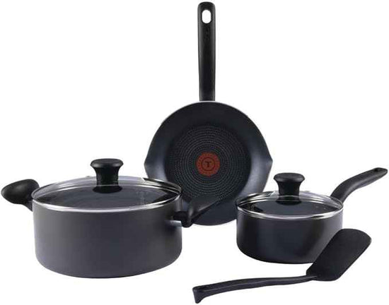 T-fal Initiatives Nonstick Cookware Set 6 Piece Oven Safe 350F Cookware, Pots and Pans, Oven, Broil, Dishwasher Safe Gray