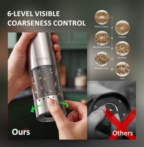 Electric Rechargeable Salt and Pepper Grinder Set (Stainless Steel)