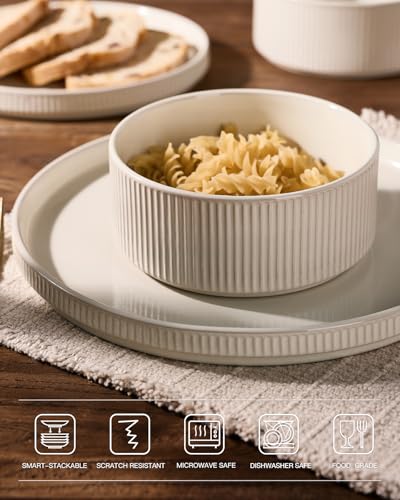 Stoneware Dinnerware Set with Pasta Bowls (24 Count)