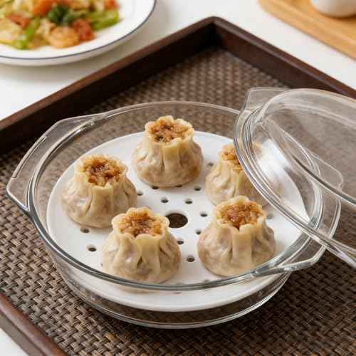 Microwave Steamer with Lid And Ceramic Steaming Tray