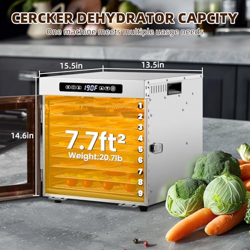 Meat Dehydrator for Jerky Maker 9 Trays 1000W Dryer Machine for Fruit Beef