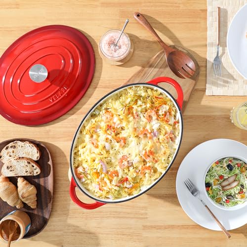 7.5 QT Oval Enameled Cast Iron Dutch Oven Pot with Lid