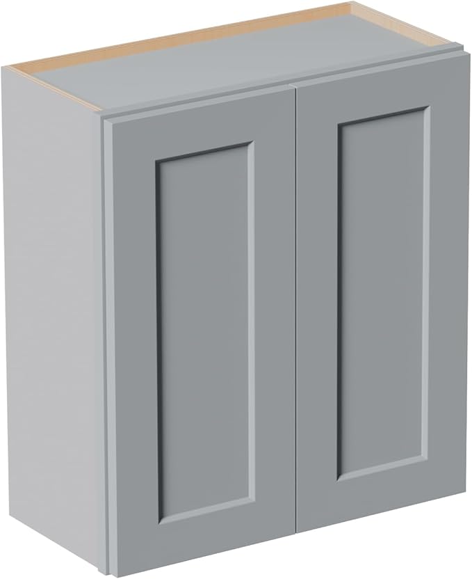 27 Inch Medicine Cabinet Wall Mounted, Solid Wood Over The Toilet Storage Cabinet, Bathroom Organizer Cabinets with 2 Door & Shelves, Easy to Assemble for Laundry Room, Kitchen, Garage - Dark Gray