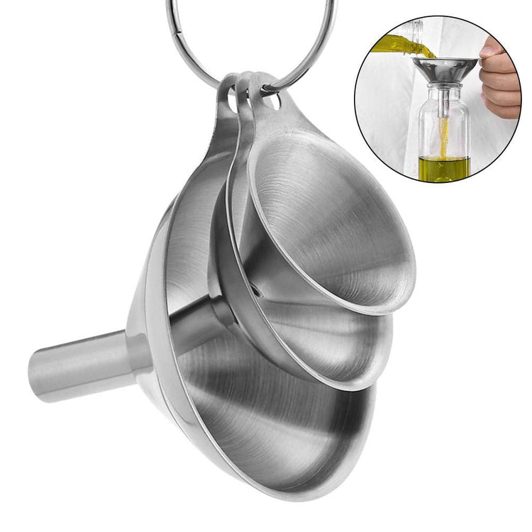 Small Funnels for Filling Bottles Stainless Steel Kitchen Funnels (3 Count)