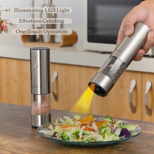 Electric Salt and Pepper Grinder Set (Stainless Steel)