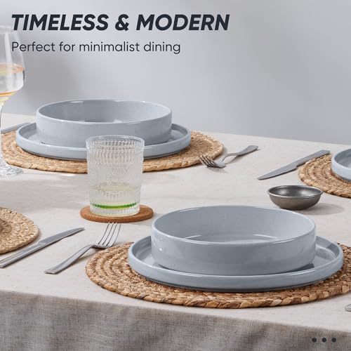 8 Piece Stoneware Dinnerware Sets with Pasta Bowls (8 Count)