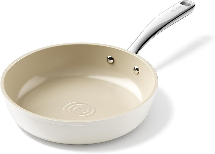 Redchef Ceramic Non Stick Frying Pans, 8" Skillet, Omelette Egg Pan with Stay Cool Handle, Ceramic Chef Pan for Cooking Non Toxic, PFOA & PFAS Free, Induction Compatible, Oven & Dishwasher Safe(Beige)