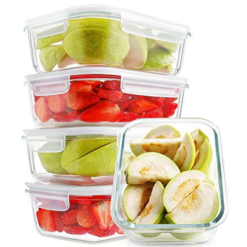 Large Glass Meal Prep Containers (Cream / 5 Pack)