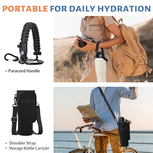 32 oz Vacuum Insulated Water Bottle with Carrier Bag (Cream White / 32 Ounces)