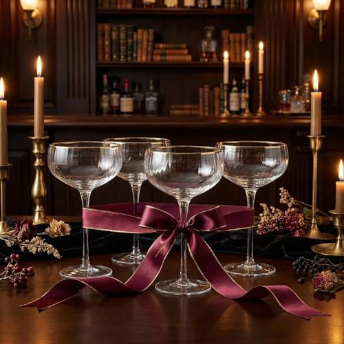 Gold Rim Coupe Glasses 11 oz